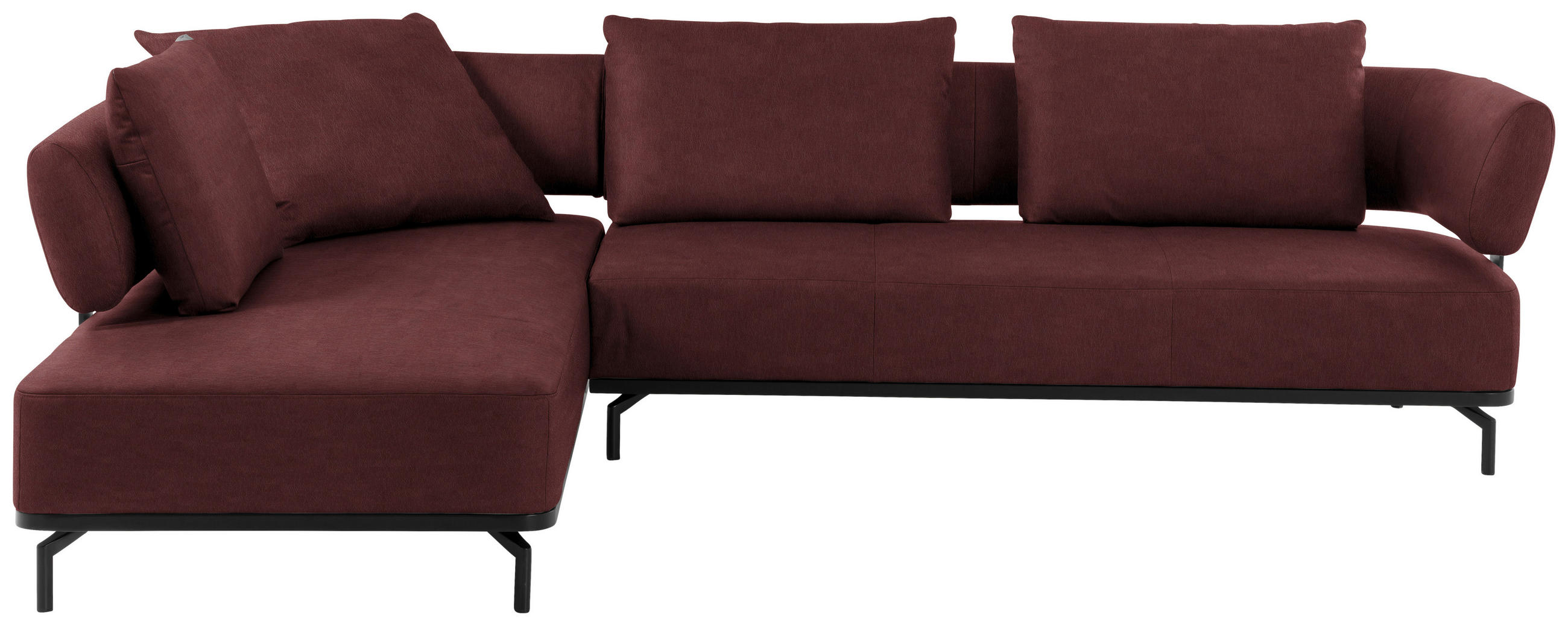 ECKSOFA in Echtleder Bordeaux  237/302 cm  - Bordeaux/Schwarz, Design, Leder/Metall (237/302cm) - Dieter Knoll
