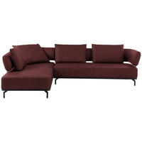ECKSOFA in Echtleder Bordeaux  237/302 cm  - Bordeaux/Schwarz, Design, Leder/Metall (237/302cm) - Dieter Knoll