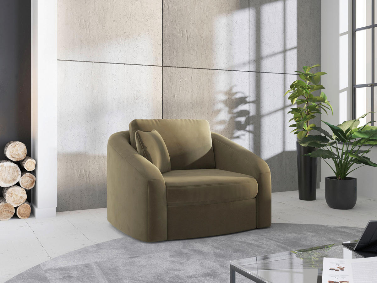SESSEL in Samt Olivgrün  - Schwarz/Olivgrün, MODERN, Kunststoff/Textil (116/88/104cm) - Sit & More