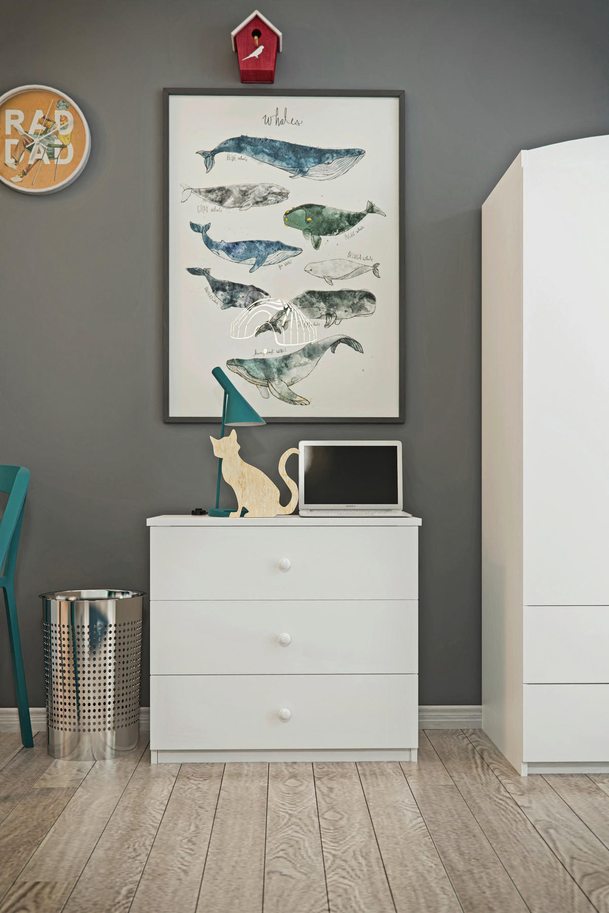 DETSKÁ KOMODA  - biela, Modern, kompozitné drevo/plast (80/80/41cm) - MID.YOU