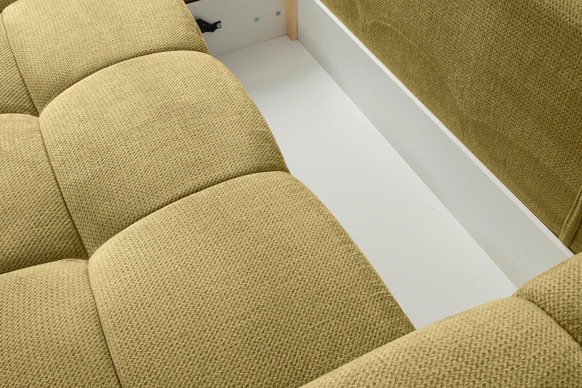 ECKSOFA in Chenille Senfgelb  - Senfgelb/Schwarz, Design, Textil/Metall (267/185cm) - Stylife