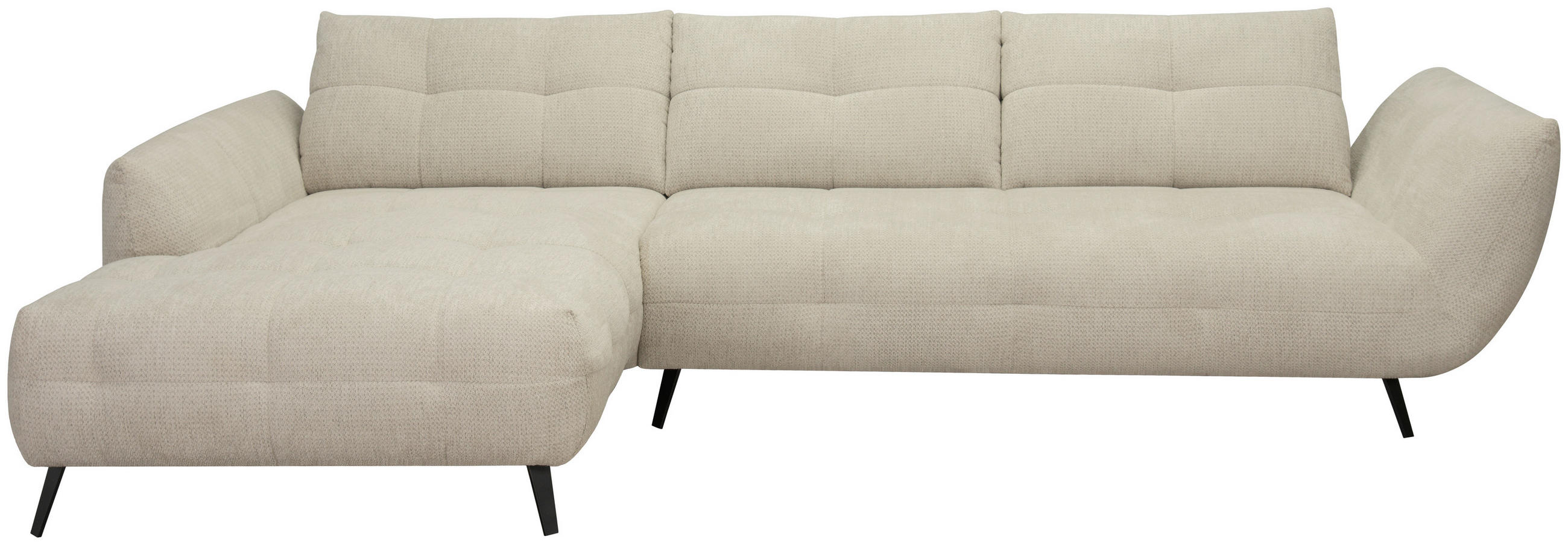 ECKSOFA Taupe Chenille Armlehnenkissen, Rücken echt, Sitztiefenverstellung  - Taupe/Schwarz, KONVENTIONELL, Textil/Metall (215/313cm) - Hom`in