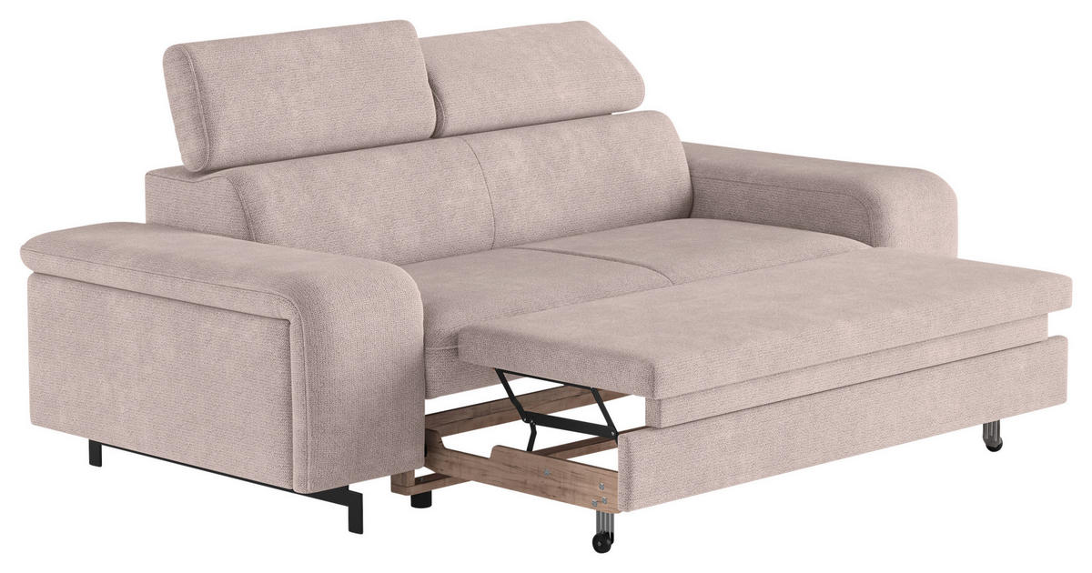 3-SITZER-SOFA Chenille Creme  - Creme/Schwarz, Textil/Metall (217/81/100cm) - MID.YOU