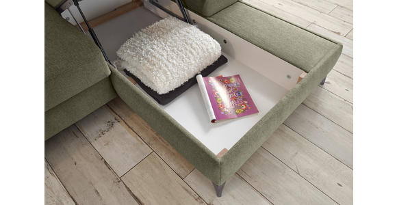 ECKSOFA Grün Mikrovelours - Chromfarben/Schwarz, KONVENTIONELL, Kunststoff/Textil (270/170cm) - Carryhome