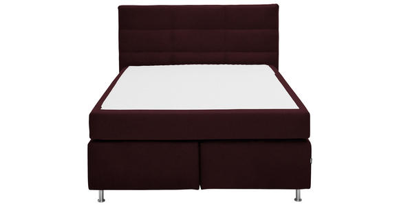 BOXSPRINGBETT 140/200 cm  in Bordeaux  - Bordeaux/Alufarben, KONVENTIONELL, Textil/Metall (140/200cm) - Dieter Knoll