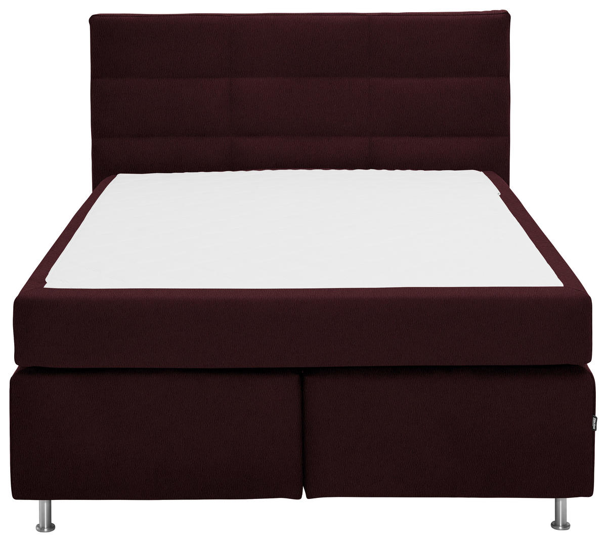 BOXSPRINGBETT 140/200 cm  in Bordeaux  - Bordeaux/Alufarben, Konventionell, Textil/Metall (140/200cm) - Dieter Knoll