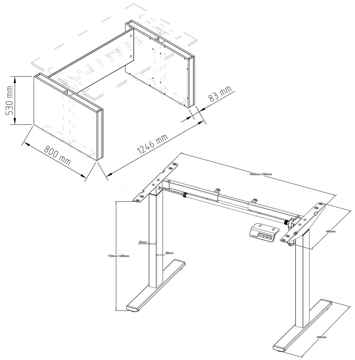 PISALNA MIZA kovina, leseni material antracit, črna  - črna/antracit, Konvencionalno, kovina/leseni material (138/80/73-122cm) - MID.YOU