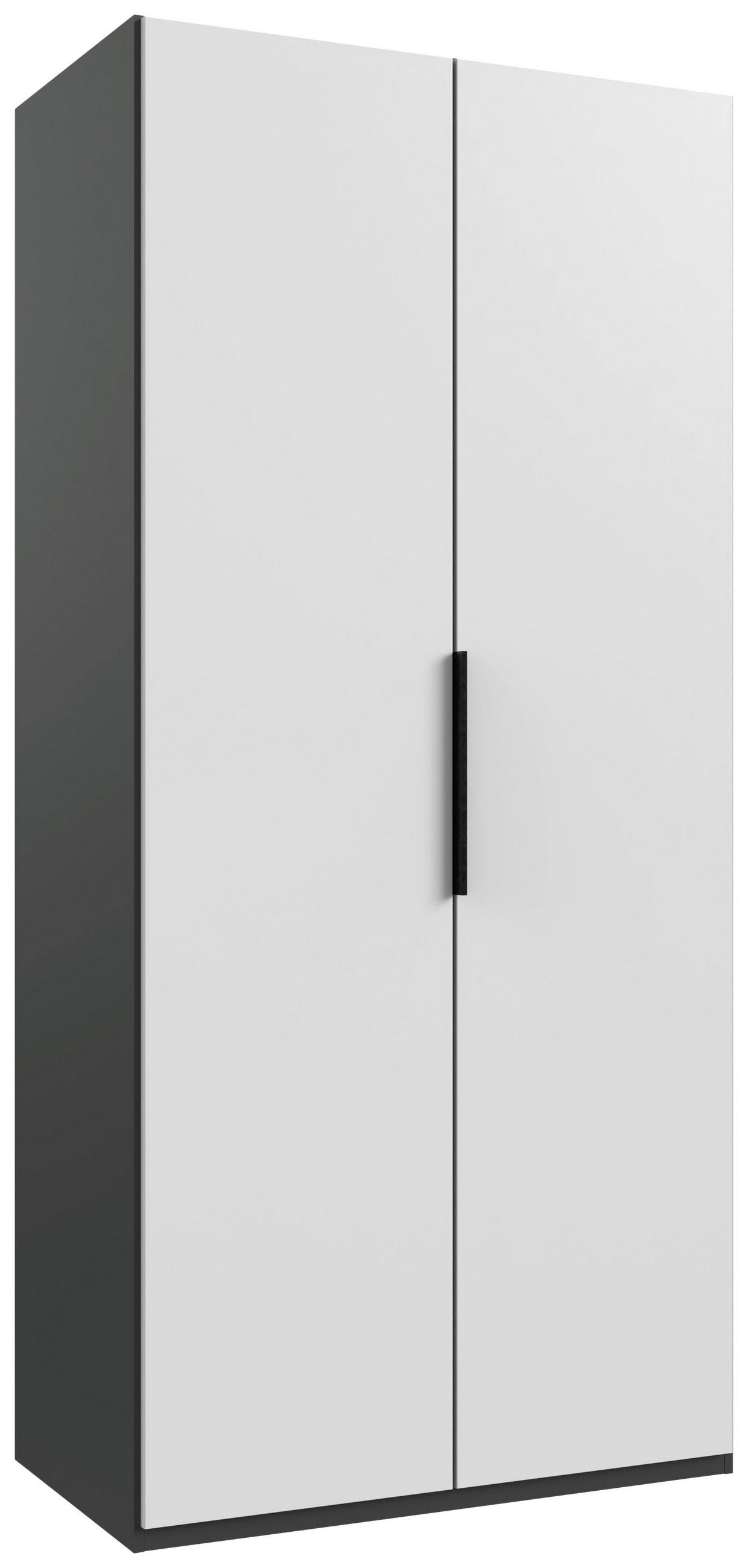DREHTÜRENSCHRANK in Graphitfarben, Weiss  - Weiss/Schwarz, Konventionell, Holzwerkstoff/Metall (100/236/58cm) - Hom`in
