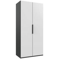 GARDEROB MED GÅNGJÄRN 100/236/58 cm 2-dörrar - vit/grafitfärgad, Klassisk, metall/trämaterial (100/236/58cm) - Ti'me