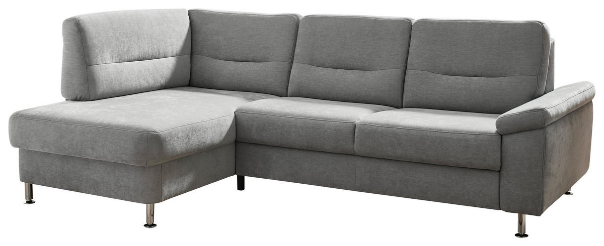 ECKSOFA  in Flachgewebe Grau  160/244 cm  - Alufarben/Grau, KONVENTIONELL, Textil/Metall (160/244cm) - Beldomo Comfort