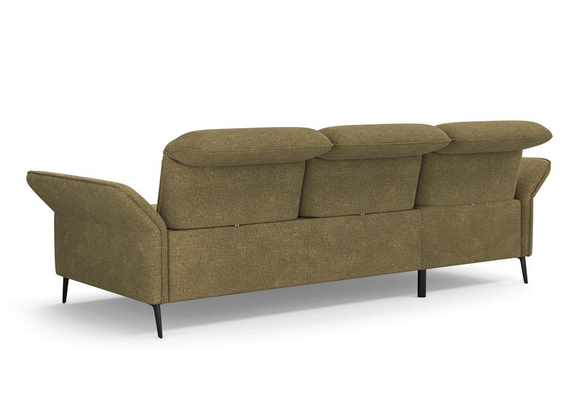 ECKSOFA in Flachgewebe Olivgrün  - Schwarz/Olivgrün, Konventionell, Textil/Metall (198/264cm) - Sit & More