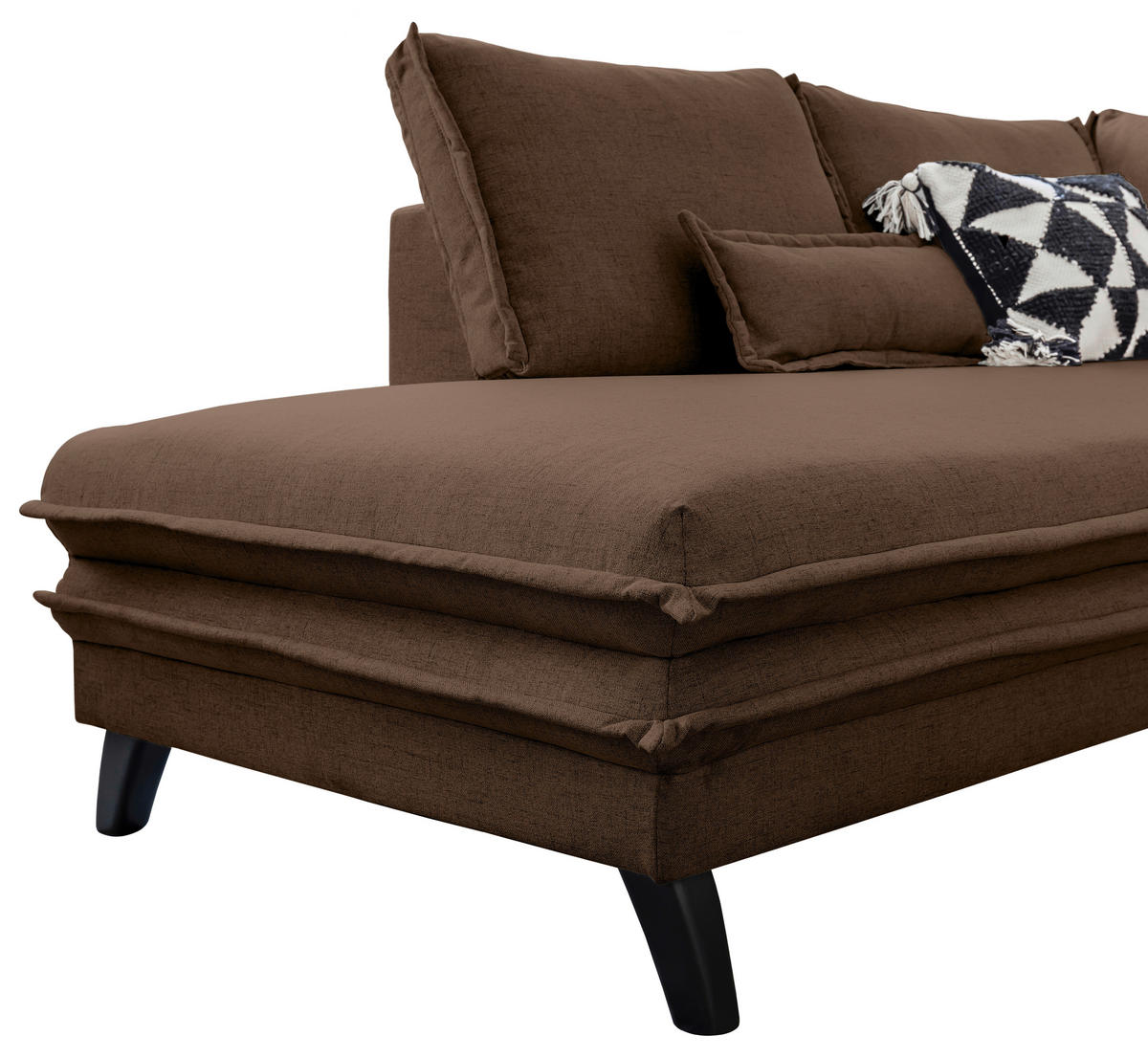 WOHNLANDSCHAFT Braun Mikrofaser  - Schwarz/Braun, Design, Holz/Textil (200/300/150cm) - P & B