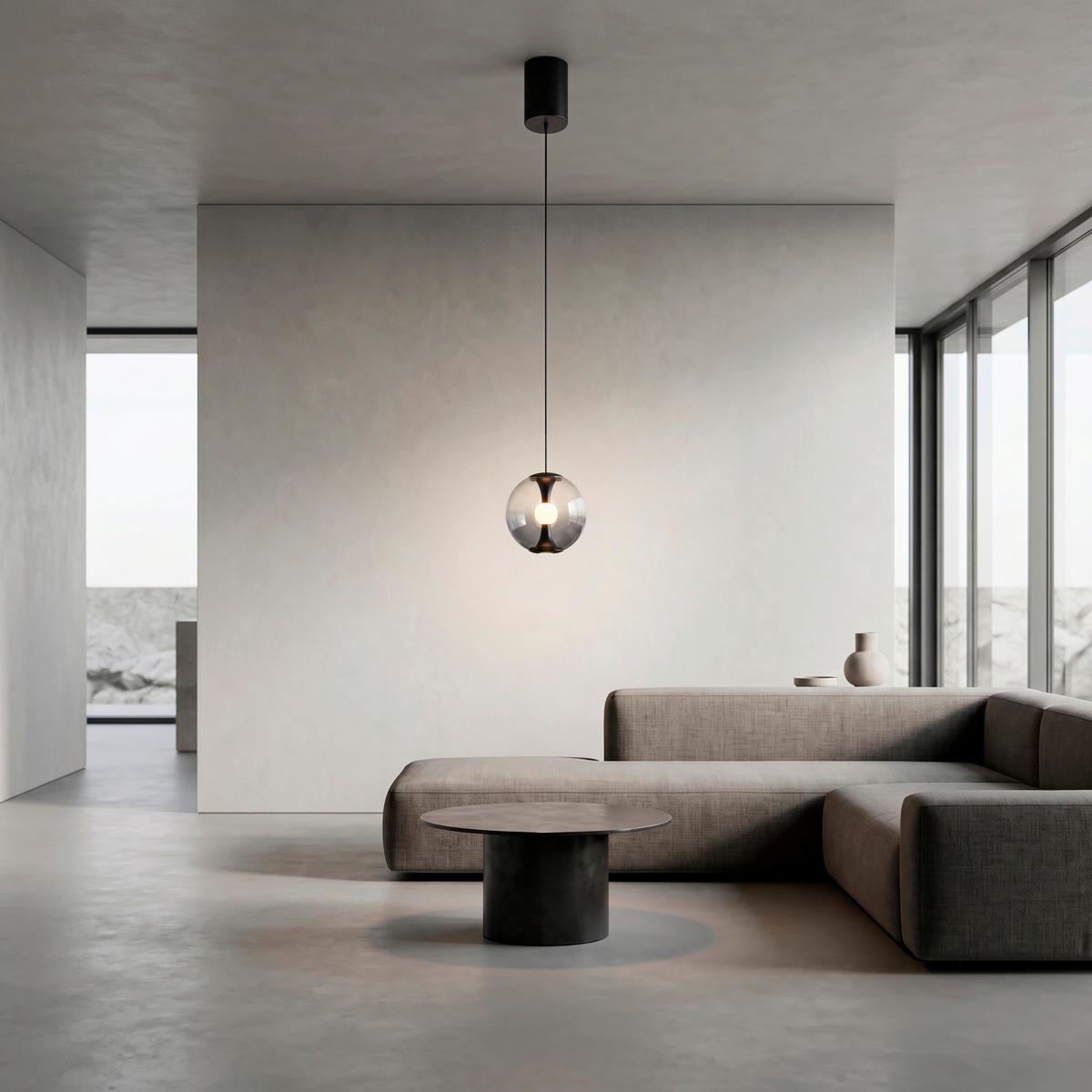 LED-PENDELLEUCHTE PURE Glow 20/80-200 cm   - Grau, MODERN, Glas/Kunststoff (20/80-200cm) - Neuhaus PURE