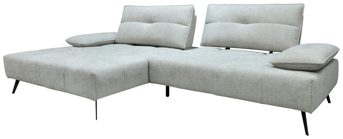 ECKSOFA Ottomane links  Greige Chenille  - Greige/Schwarz, Design, Textil/Metall (188/284cm) - Stylife