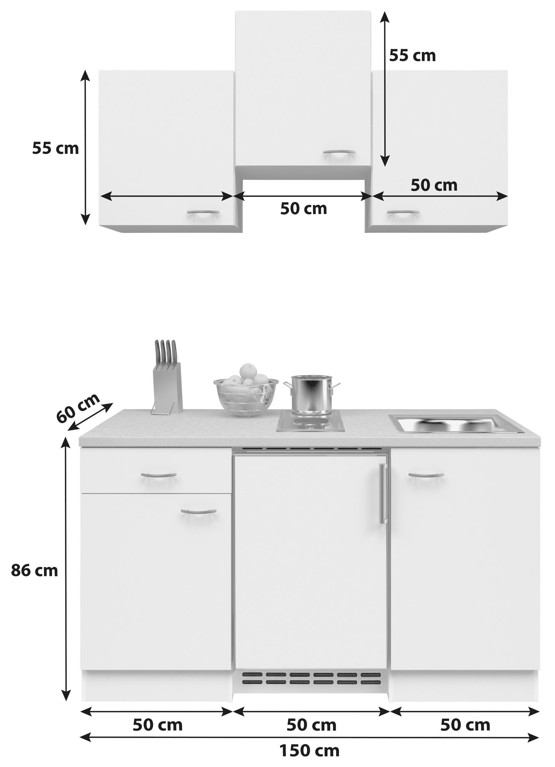 MINIKÜCHE 150 cm in Buchefarben - Edelstahlfarben/Beige, MODERN, Holzwerkstoff/Kunststoff (150cm) - FlexWell