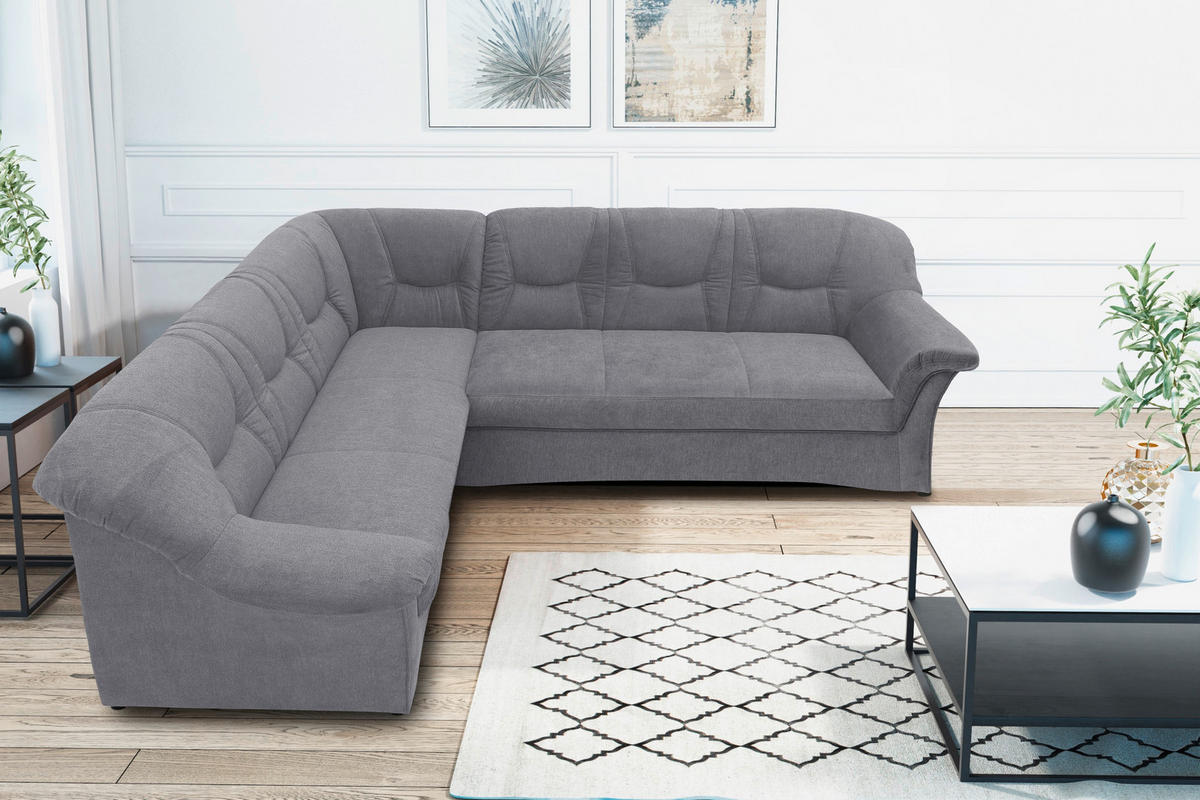 ECKSOFA Dunkelgrau Mikrofaser  - Dunkelgrau/Schwarz, KONVENTIONELL, Kunststoff/Textil (190/240cm) - MID.YOU
