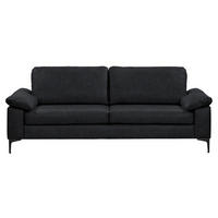 3-SITZER-SOFA  in Echtleder Schwarz   - Schwarz, Design, Leder/Metall (224/86/97cm) - Schöner Wohnen