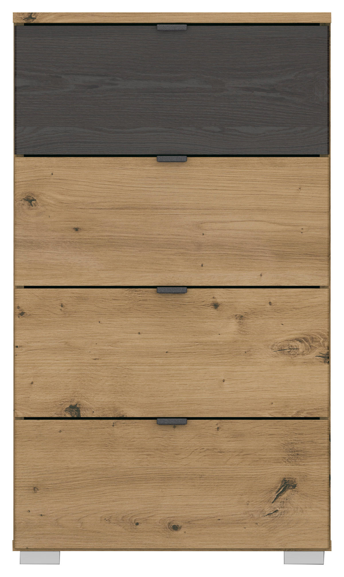 KOMMODE 47/81/42 cm  in Schwarz, Eiche Artisan  - Schwarz/Alufarben, Modern, Holzwerkstoff/Kunststoff (47/81/42cm) - Rauch Möbel