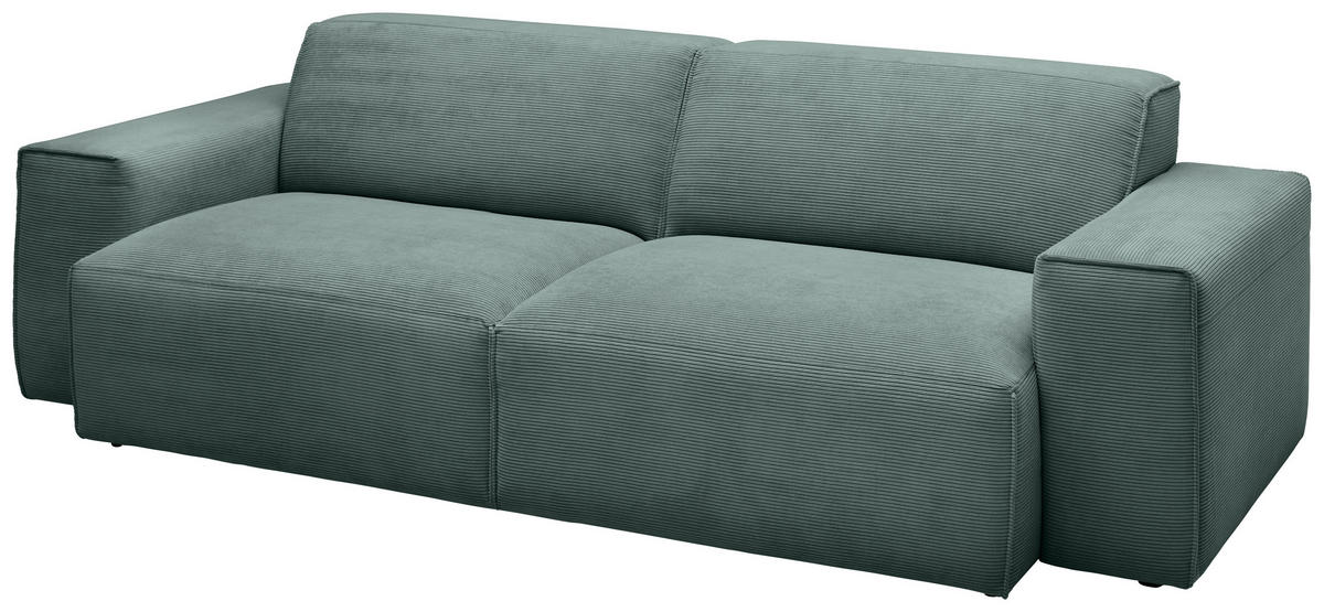 3-SITZER-SOFA in Cord Grün  - Schwarz/Grün, Design, Kunststoff/Textil (236/71/101cm) - Pure Home Lifestyle