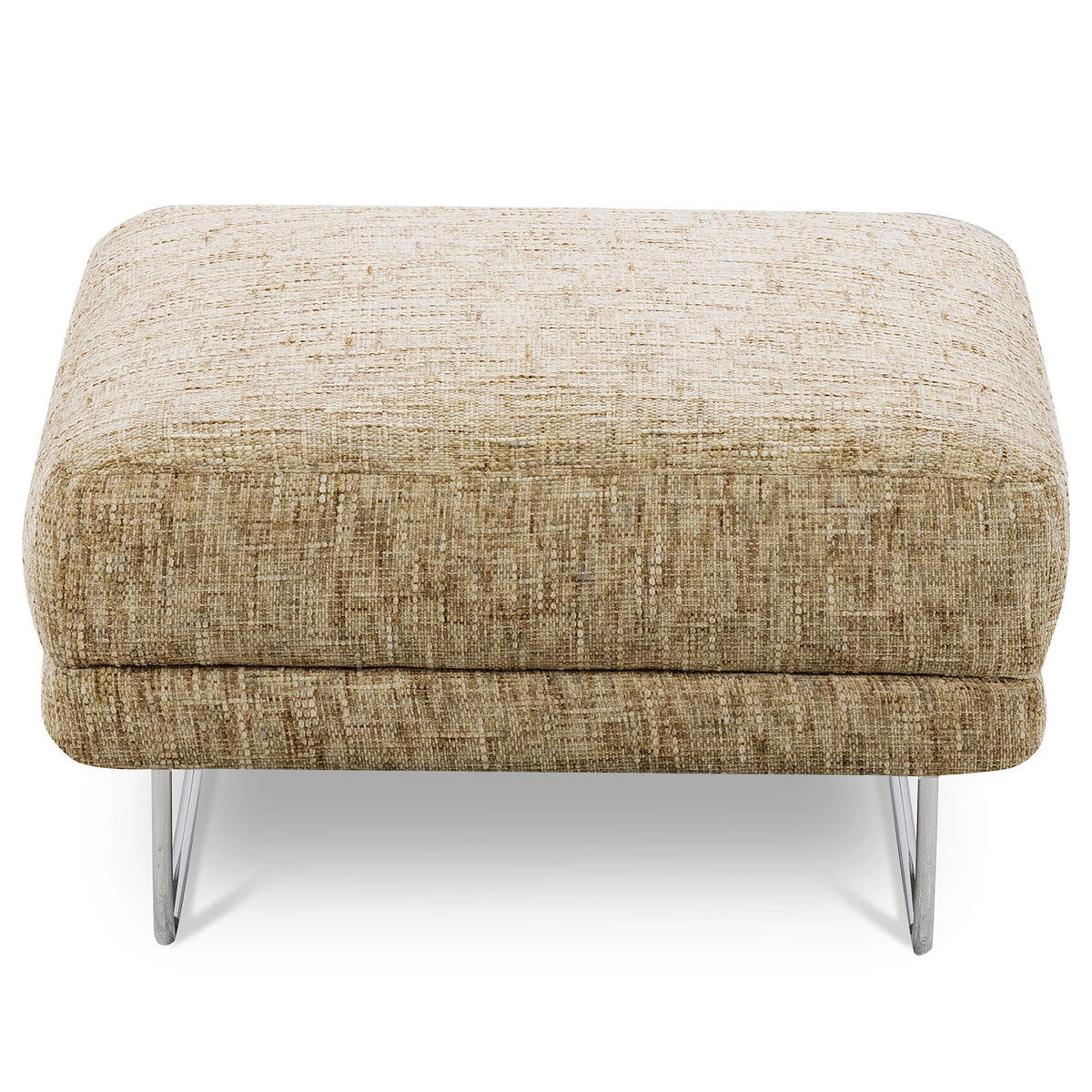 HOCKER in Textil Hellbraun  - Chromfarben/Hellbraun, Design, Textil/Metall (96/45/80cm) - Livetastic