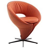 STUHL  Beinauswahl, Lederauswahl, Stoffauswahl, Typenauswahl, Sitzfläche 360° drehbar Flachgewebe Echtleder  - Schwarz/Orange, Design, Leder/Textil (70/82/63cm) - Koinor