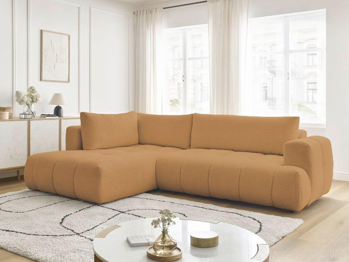ECKSCHLAFSOFA FUJI Bouclé Gelb  inkl.  - Gelb/Schwarz, MODERN, Kunststoff/Textil (204/282cm)