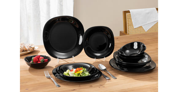 TAFELSERVICE 16-teilig  - Schwarz, Basics, Glas - Boxxx