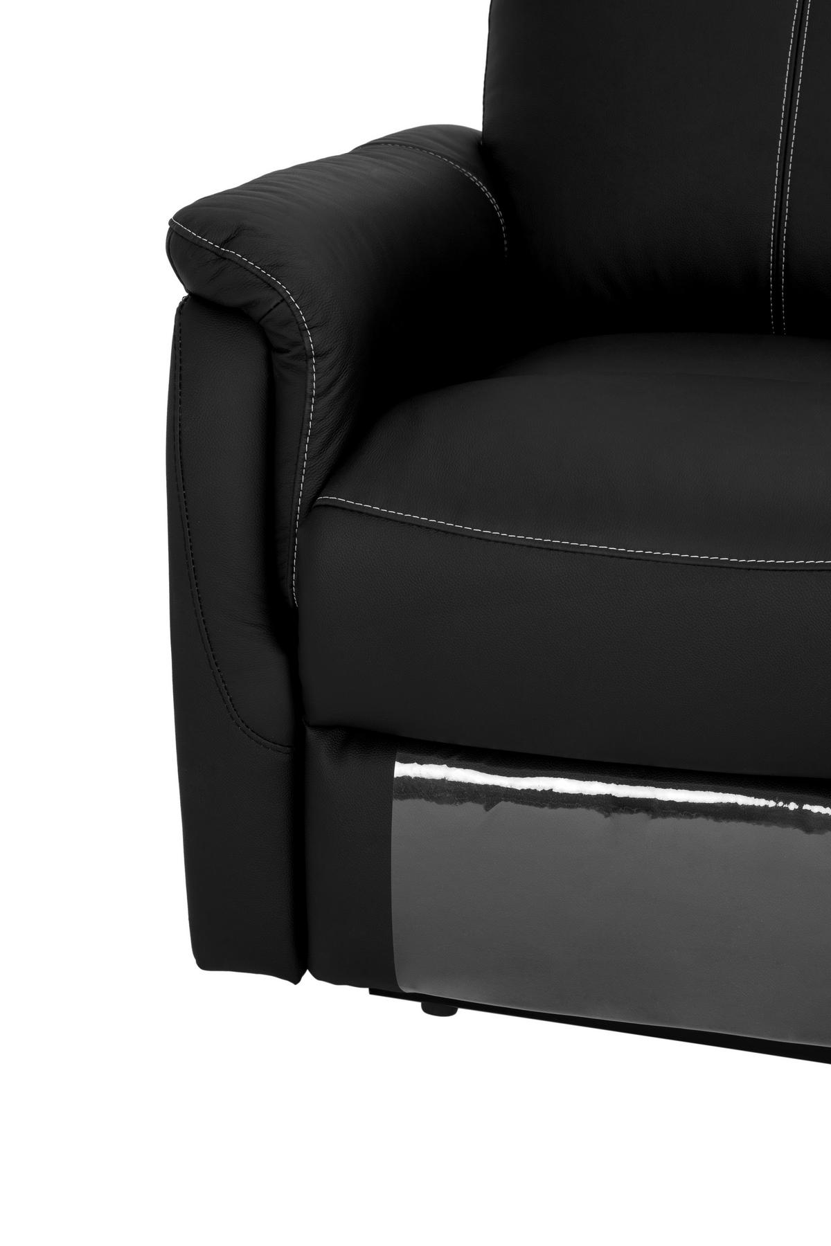 SITZGARNITUR Schwarz Echtleder Lederlook  - Schwarz/Weiß, Design, Leder/Kunststoff - MID.YOU