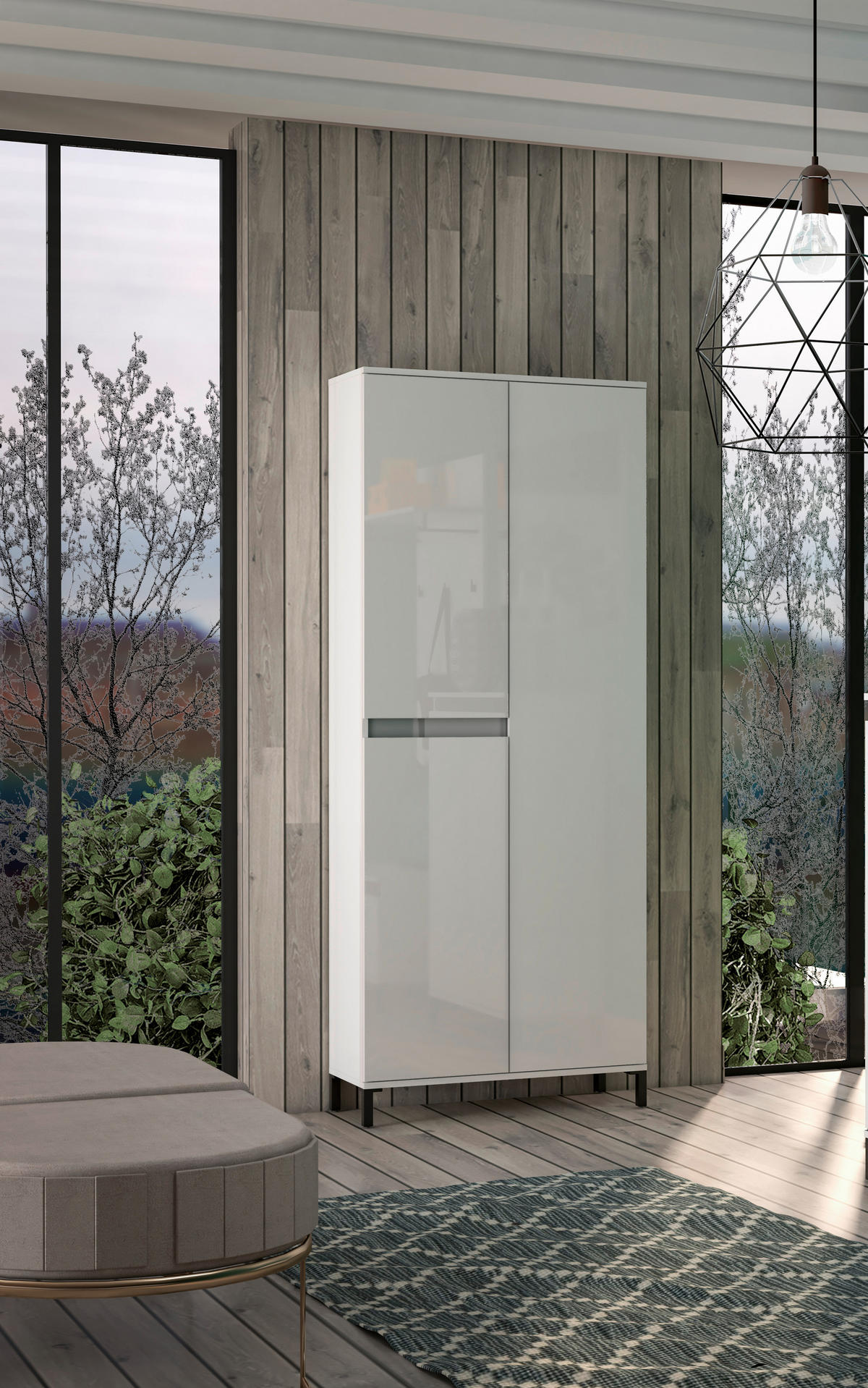 ORMAR GARDEROBNI  bijela  - bijela/antracit, Design, drvni materijal/plastika (80/200/34cm) - Xora