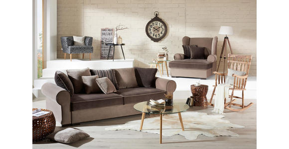 OHRENSESSEL in Textil Braun - Hellgrau/Braun, Trend, Kunststoff/Textil (108/113/142cm) - Hom`in
