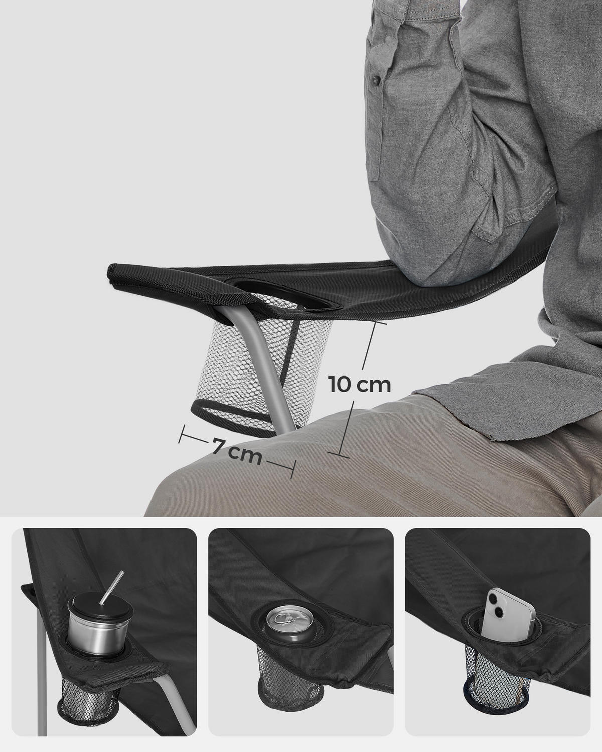 CAMPINGSESSEL in  - Silberfarben/Schwarz, Basics, Textil/Metall (84/81/52cm) - Modante