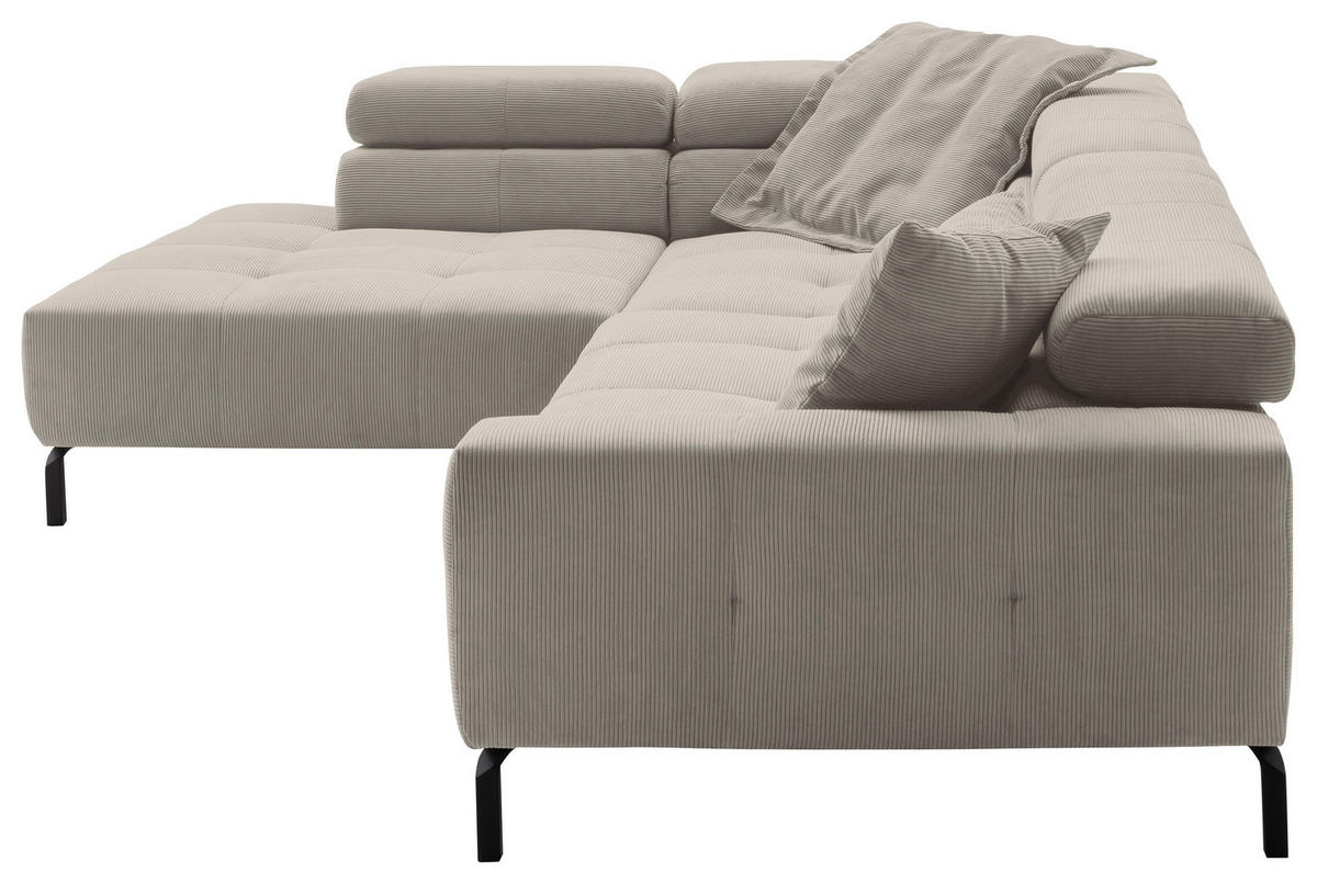 ECKSOFA in Feincord Sandfarben  - Sandfarben/Schwarz, Konventionell, Textil/Metall (219/311cm) - Hom`in