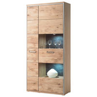 VITRINE in Eiche Eichefarben  - Edelstahlfarben/Eichefarben, Konventionell, Glas/Holz (94/201/39cm) - MID.YOU