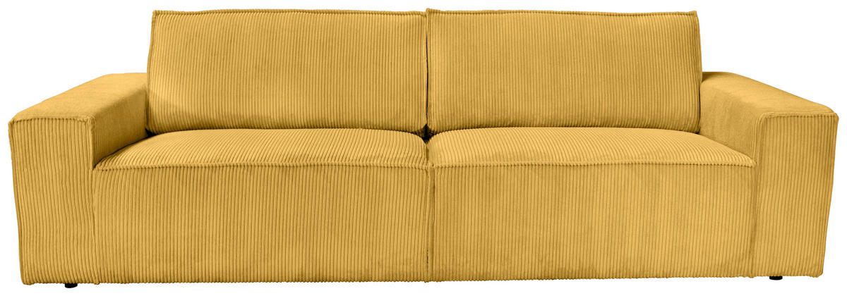 3-SITZER-SOFA Cord Senfgelb  - Senfgelb/Schwarz, KONVENTIONELL, Kunststoff/Textil (248/76/95cm) - Carryhome