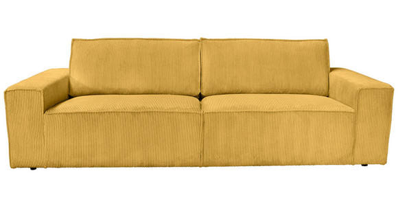 3-SITZER-SOFA Cord Senfgelb - Senfgelb/Schwarz, KONVENTIONELL, Kunststoff/Textil (248/76/95cm) - Carryhome