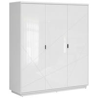 DREHTÜRENSCHRANK 180/200,5/56,5 cm 3-türig Weiß, Weiß Hochglanz  - Weiß Hochglanz/Schwarz, MODERN, Holzwerkstoff/Metall (180/200,5/56,5cm) - MID.YOU