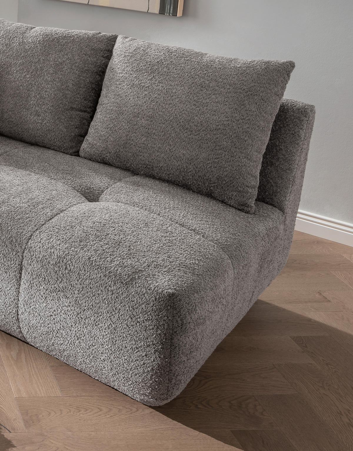 BIGSOFA in Bouclé Anthrazit  - Anthrazit/Schwarz, Modern, Kunststoff/Textil (323/91/155cm) - Livetastic