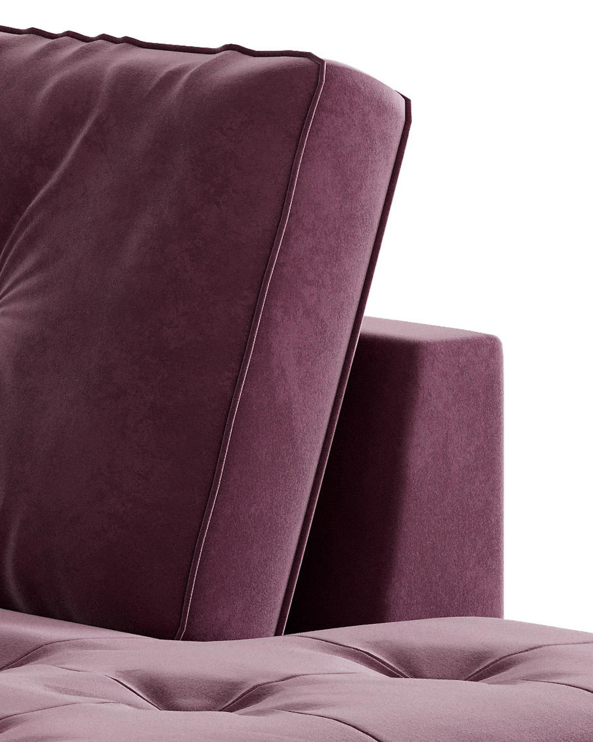 ECKSOFA in Samt Weinrot  - Edelstahlfarben/Weinrot, Design, Textil/Metall (205/259cm) - Livetastic