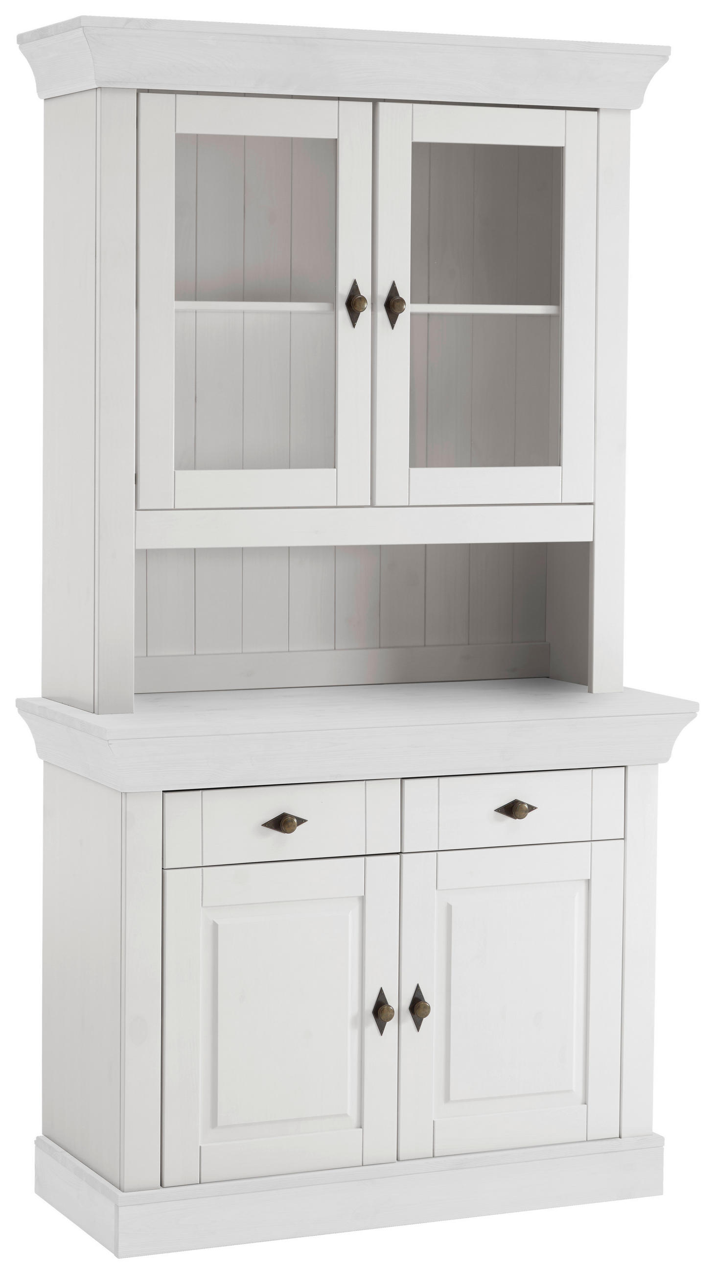 BUFFET 108/197/45 cm  in Weiß  - Weiß/Kupferfarben, ROMANTIK / LANDHAUS, Glas/Holz (108/197/45cm) - Boxxx