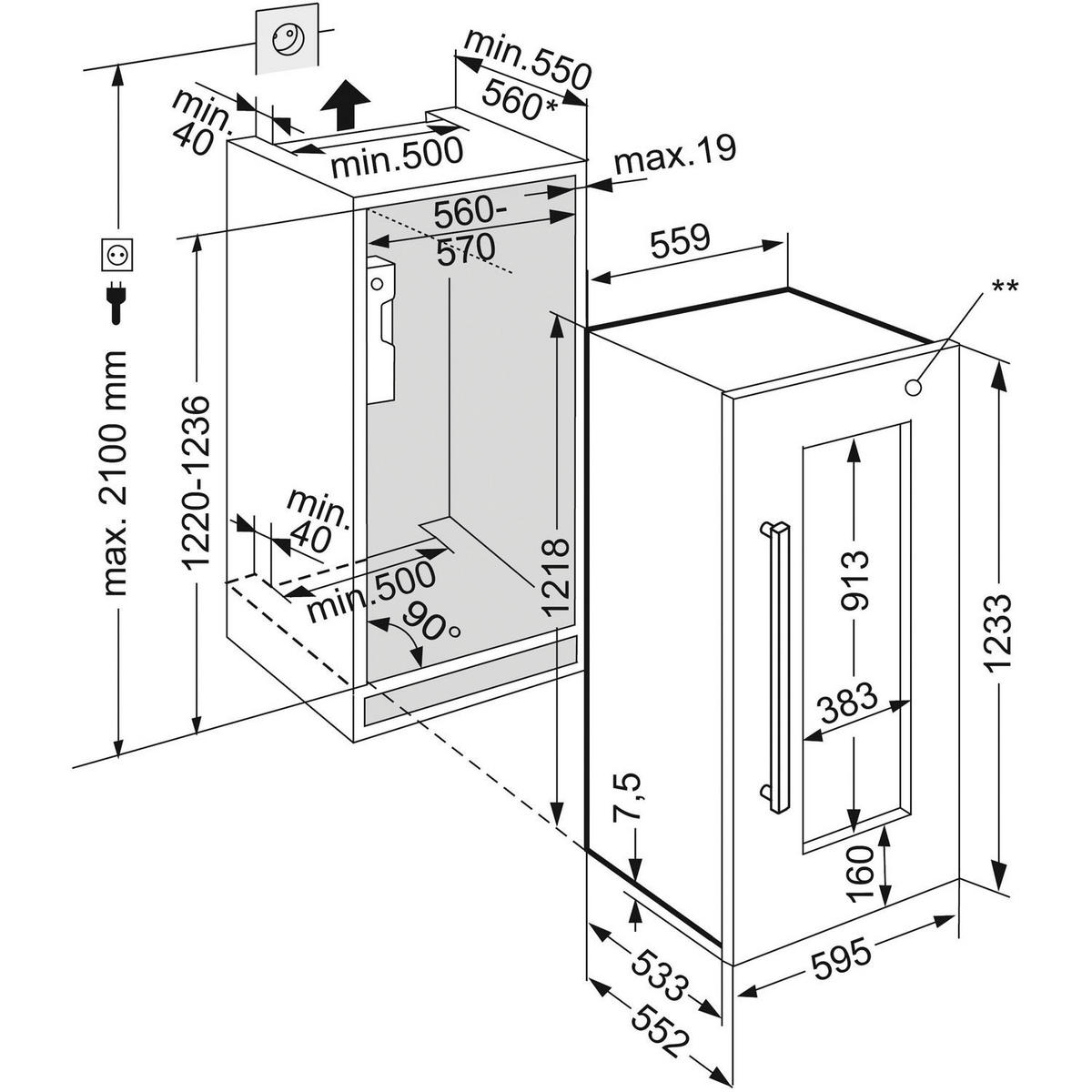 WEINKÜHLSCHRANK EWTDF2353  - Basics, Glas/Holz (55,7/121,8/55,3cm) - Liebherr