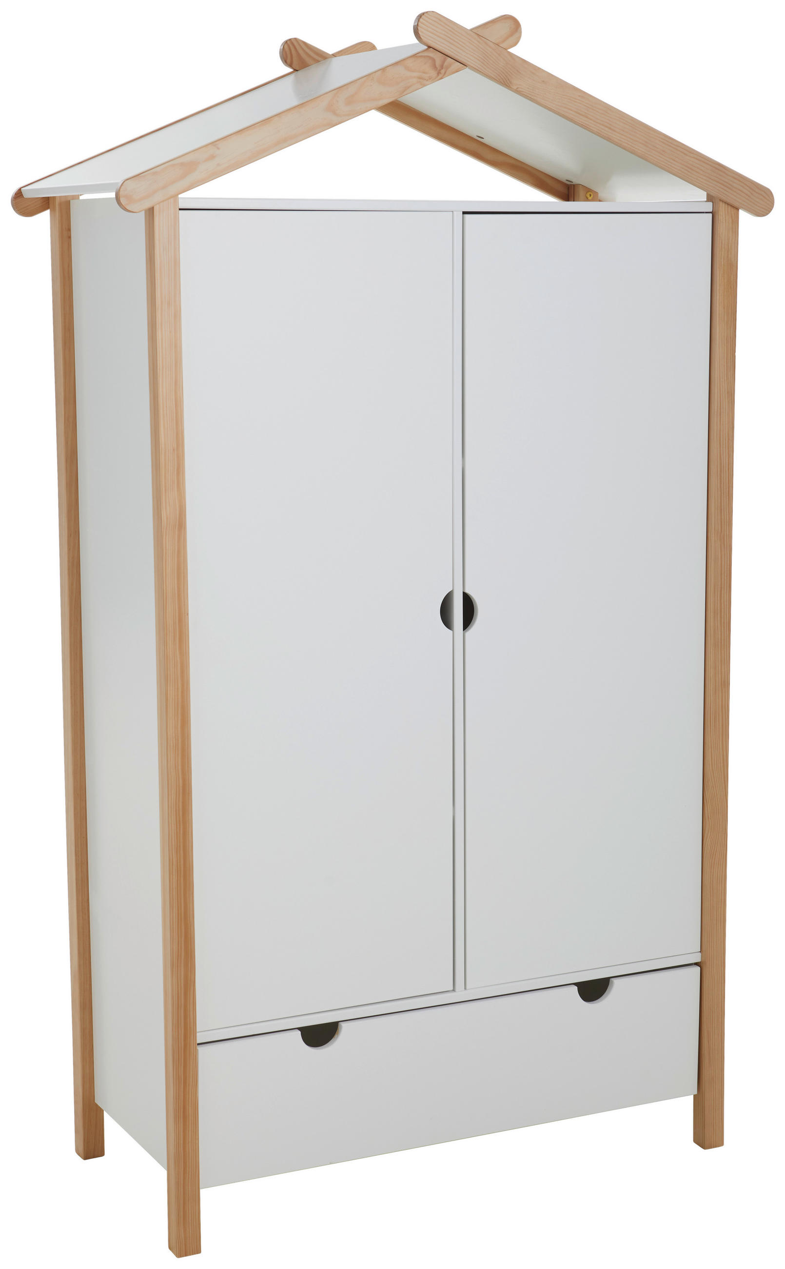 KLEIDERSCHRANK 2-türig Kiefer massiv, teilmassiv Weiß, Kieferfarben  - Weiß/Kieferfarben, Design, Holz/Holzwerkstoff (100/180/58cm) - Xora