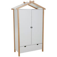 KLEIDERSCHRANK 2-türig Kiefer massiv, teilmassiv Weiß, Kieferfarben  - Weiß/Kieferfarben, Design, Holz/Holzwerkstoff (100/180/58cm) - Xora