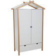 KLEIDERSCHRANK 2-türig Kiefer massiv, teilmassiv Weiß, Kieferfarben  - Weiß/Kieferfarben, Design, Holz/Holzwerkstoff (100/180/58cm) - Xora