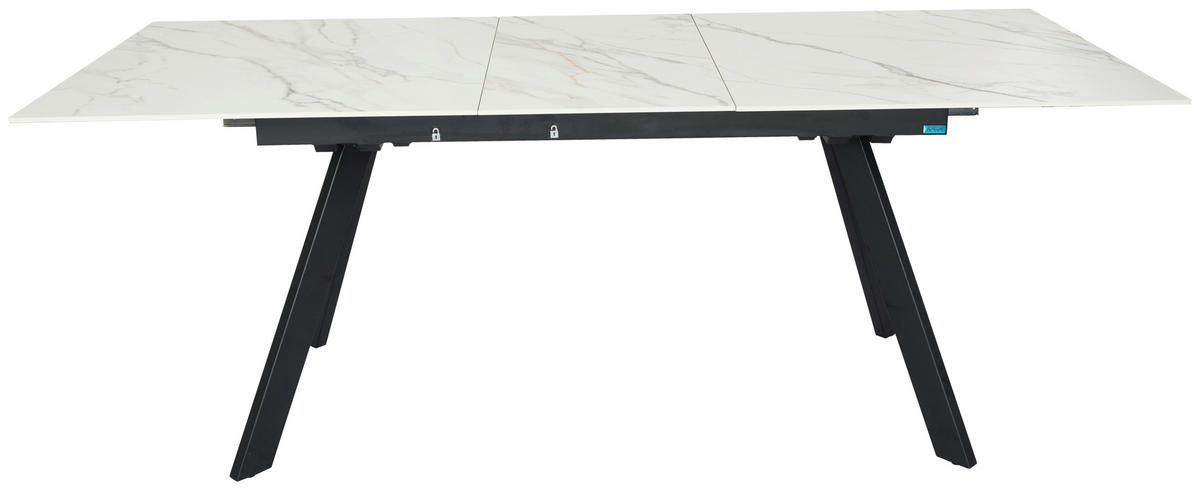 ESSTISCH 160-204,5/90/76 cm  Metall, Keramik ausziehbar rechteckig Schwarz, Weiß  - Schwarz/Weiß, Design, Keramik/Metall (160-204,5/90/76cm) - Novel
