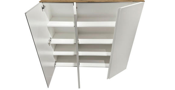 SCHUHSCHRANK 121/111/33 cm - Eichefarben/Weiß, Design, Holzwerkstoff (121/111/33cm) - Moderano