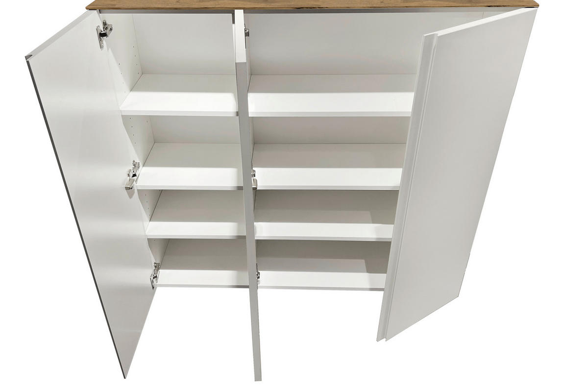 SCHUHSCHRANK Weiß, Eichefarben  - Eichefarben/Weiß, Design, Holzwerkstoff (121/111/33cm) - Moderano
