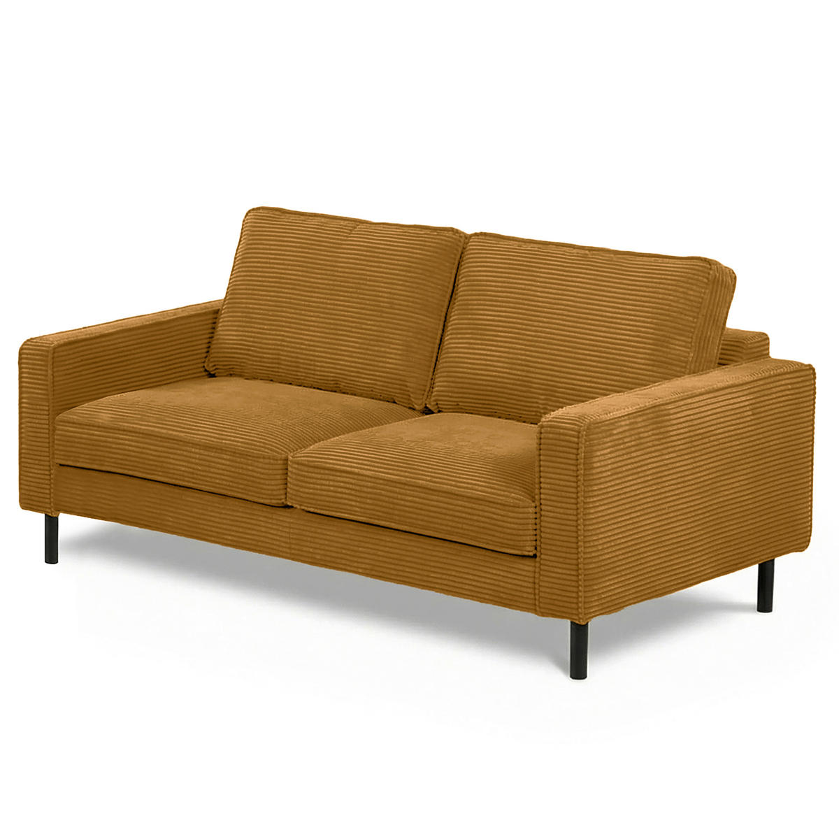 3-SITZER-SOFA Cord Senfgelb  - Senfgelb/Schwarz, Design, Textil/Metall (188/85/92cm) - Livetastic