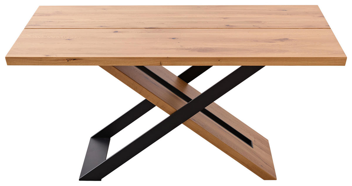 ESSTISCH Wildeiche massiv rechteckig Schwarz, Wildeiche  - Wildeiche/Schwarz, Design, Holz/Metall (160/90/76cm) - Koinor