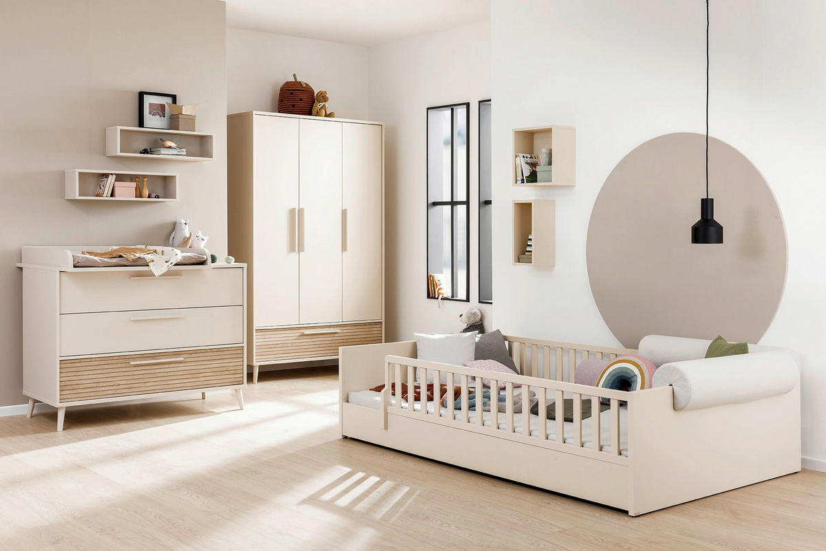 BODENBETT 90/200 cm  in Beige  - Beige/Schwarz, KONVENTIONELL, Holzwerkstoff (90/200cm) - Paidi