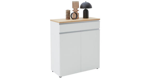KOMMODE 90/102/41 cm in Weiß - Eichefarben/Silberfarben, Design, Holz/Holzwerkstoff (90/102/41cm) - Dieter Knoll